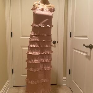 V. Chapman Blush Ruffle Maxi Dress